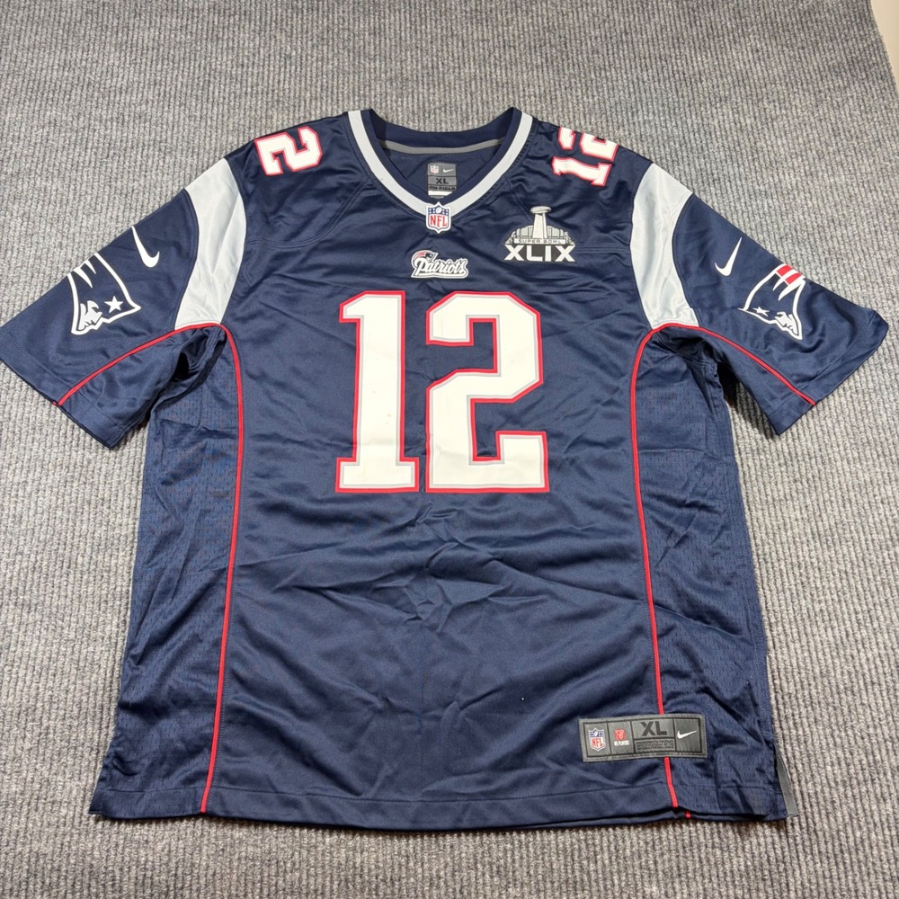 Nike Jersey Men's XL Tom Brady New England Patriots Super Bowl XLIX Navy Blue